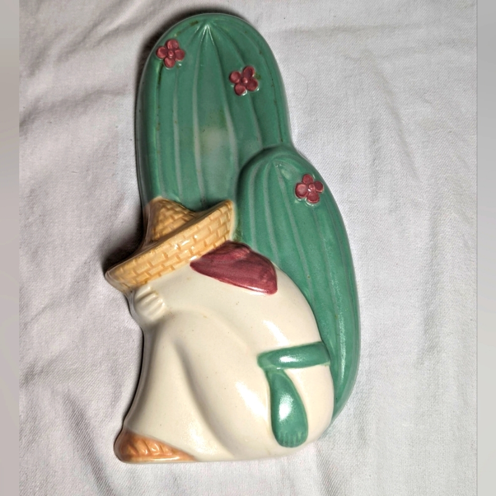 Made in USA Treasurer Craft Man and Cactus Wall hanging VINTAGE